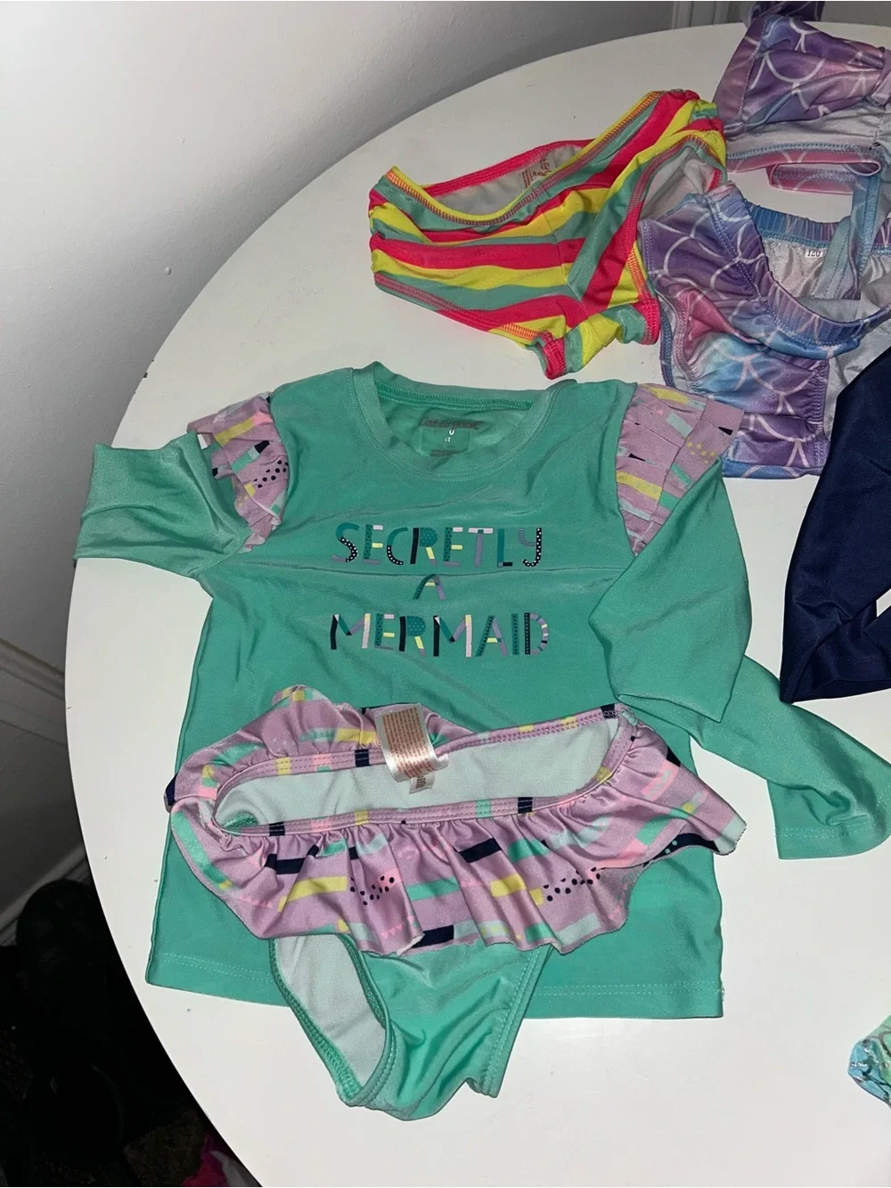 Cat & Jack Girls Mermaid Swim Set with Rainbow and Purple Accents